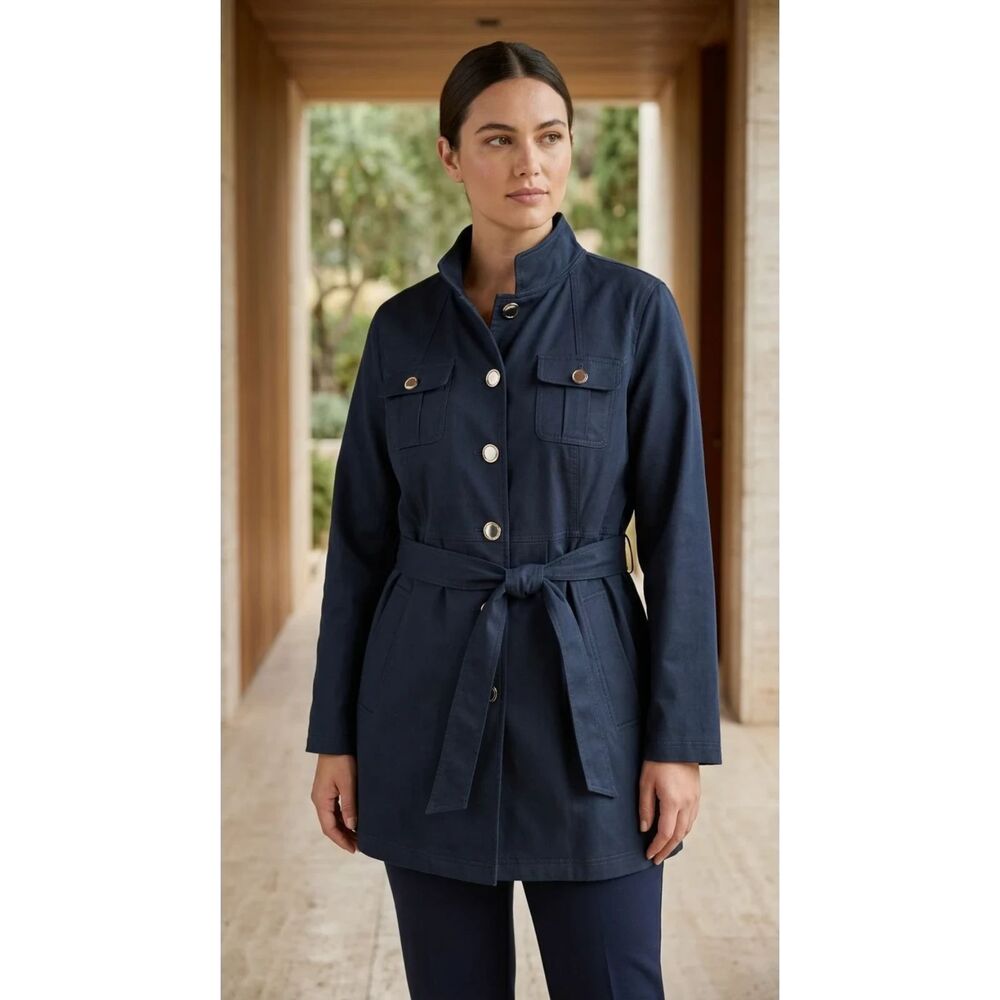 St. John —Cotton & Rayon Jacket | Navy blue · Sz 14